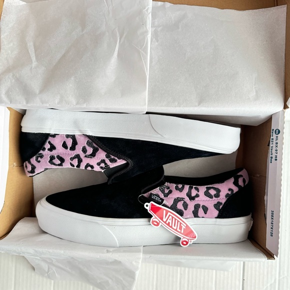 Vans Vault Animal Print Shoes, black suede, velvet leopard print combo, NIB Rare - Picture 1 of 16